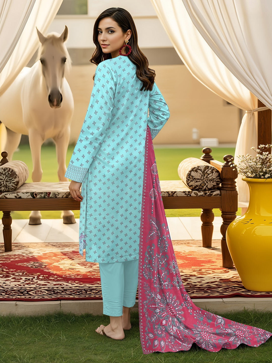3 Pcs Lawn Unstitched Suit 510