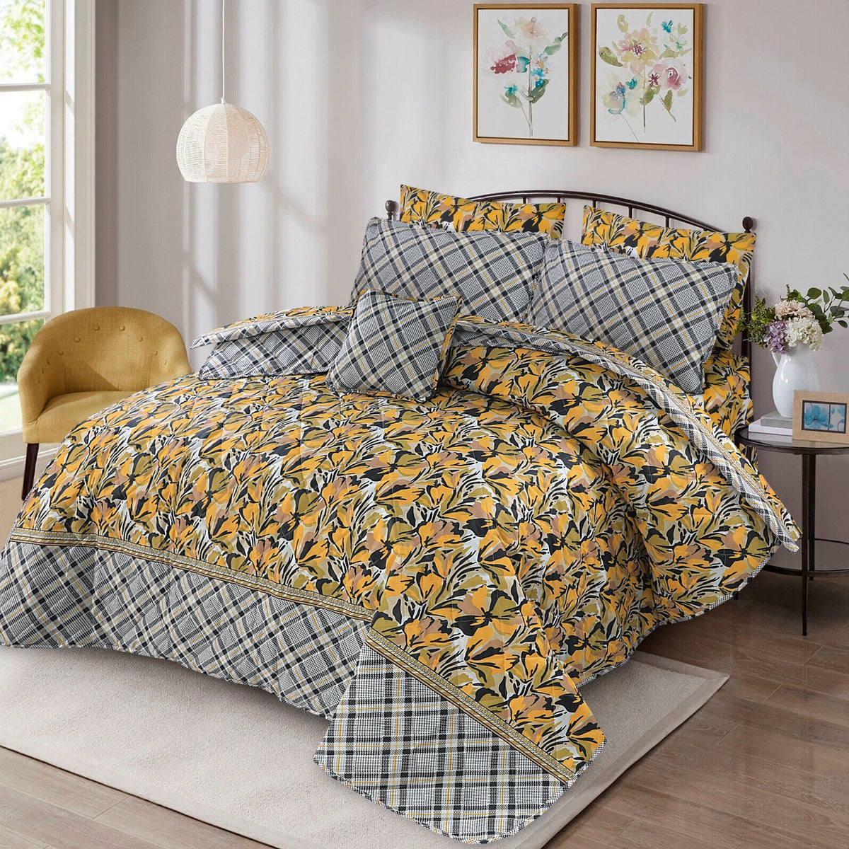 7 Pcs Quilted Comforter Set CC  230