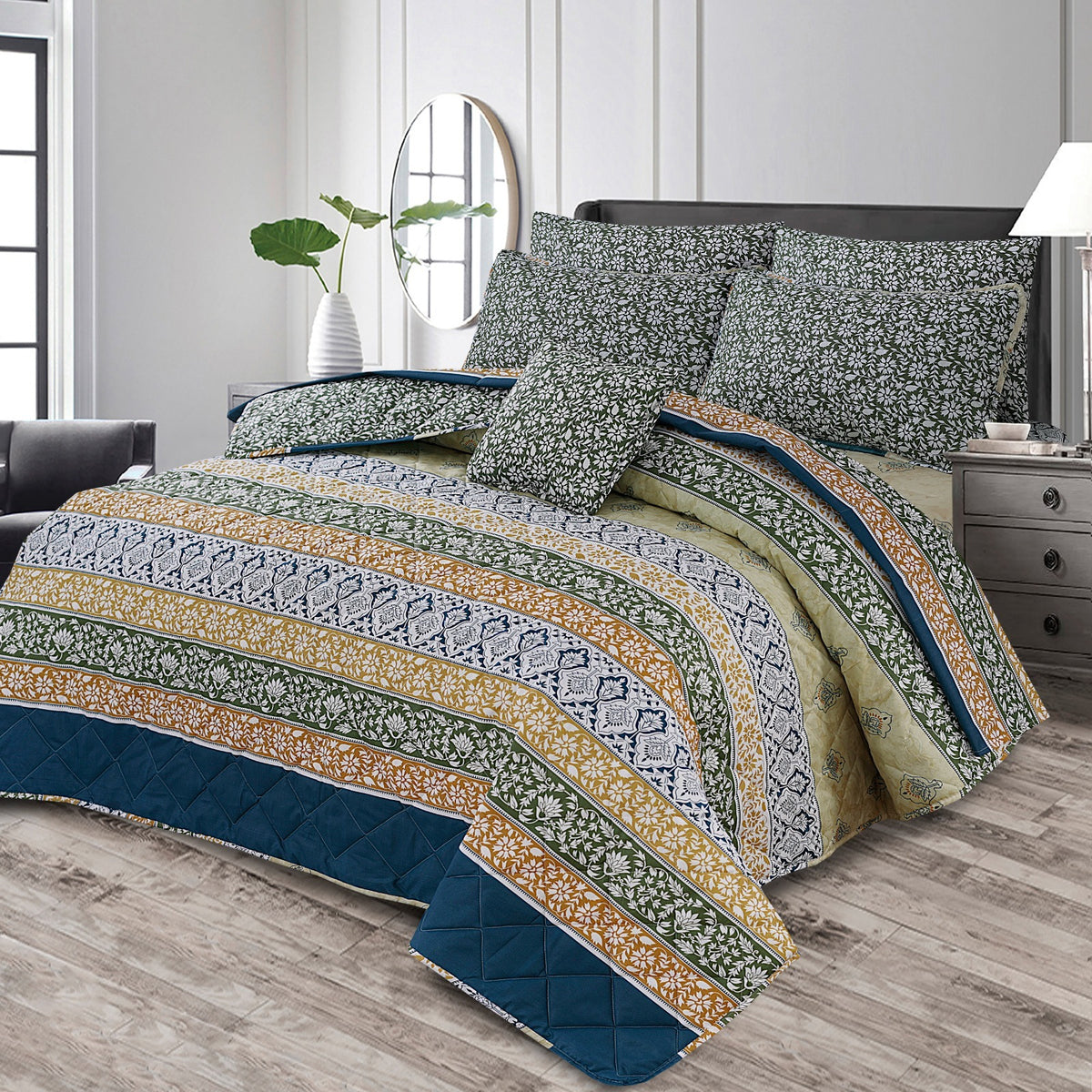7 Pcs Quilted Comforter Set CC  231