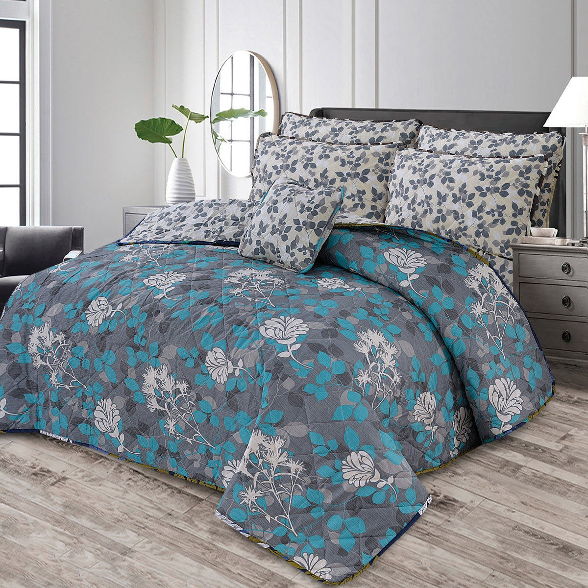 7 Pcs Quilted Comforter Set CC  225