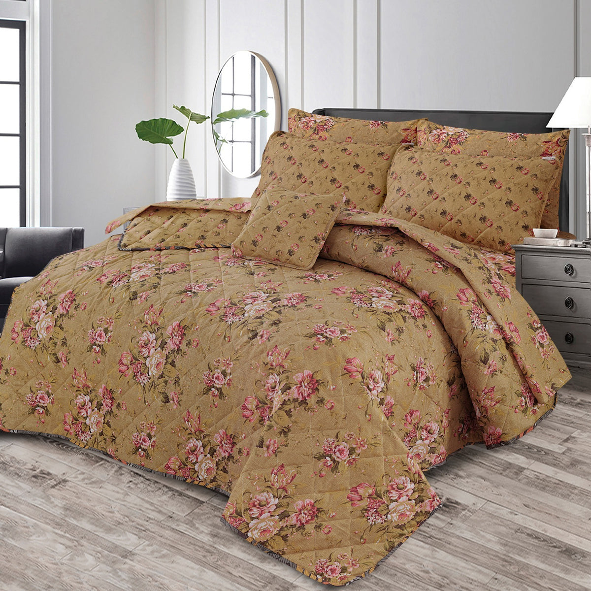 7 Pcs Quilted Comforter Set CC  222