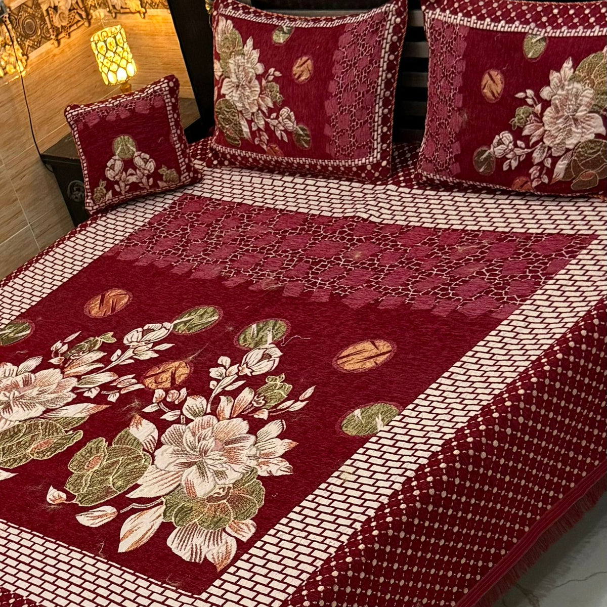 Fancy Velvet Bed Sheet Set - 4 Pieces  FVB 212