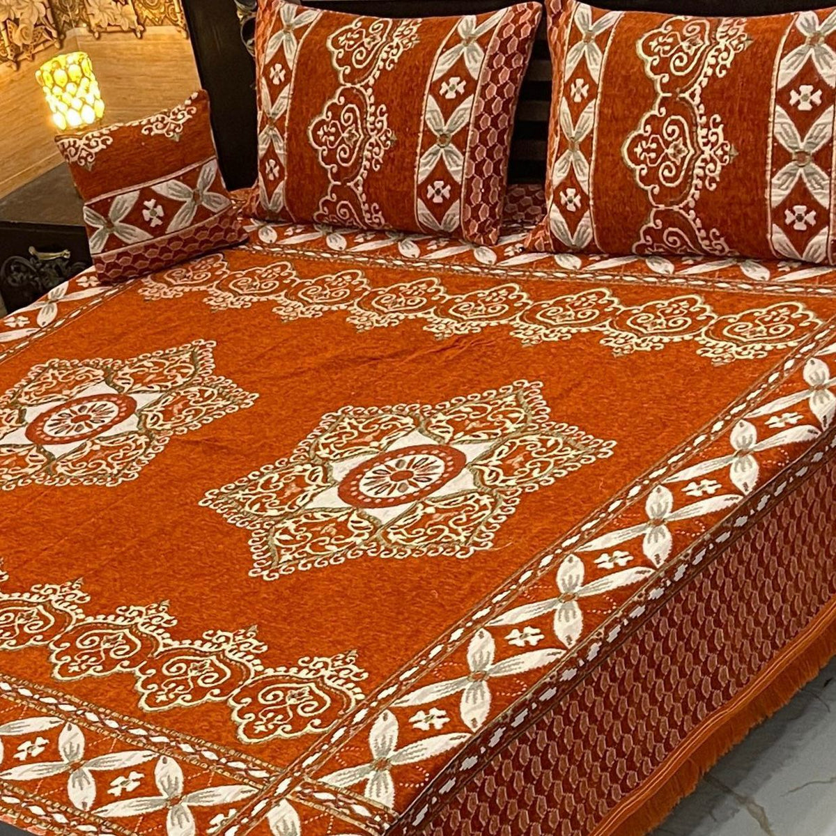 Fancy Velvet Bed Sheet Set - 4 Pieces  FVB 248