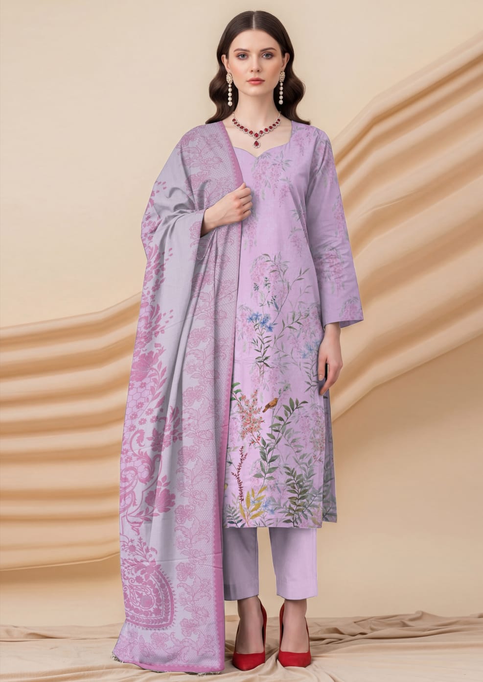 3 Pcs Lawn Unstitched Suit 538
