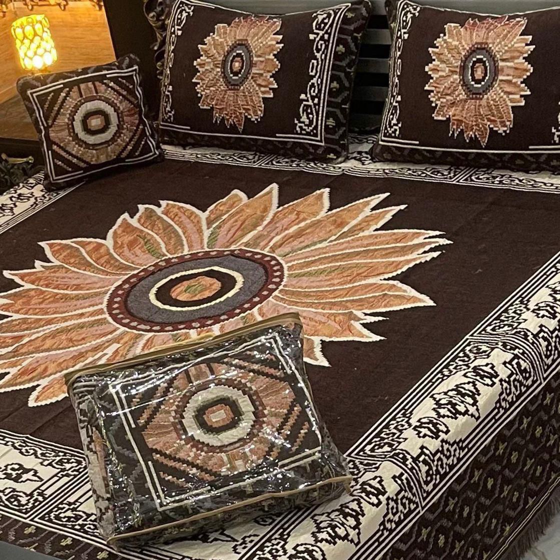 Fancy Velvet Bed Sheet Set - 4 Pieces  FVB 249