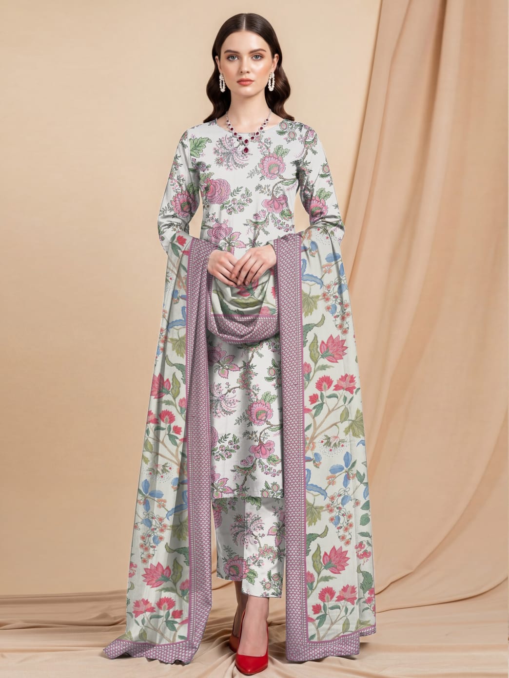 3 Pcs Lawn Unstitched Suit 539