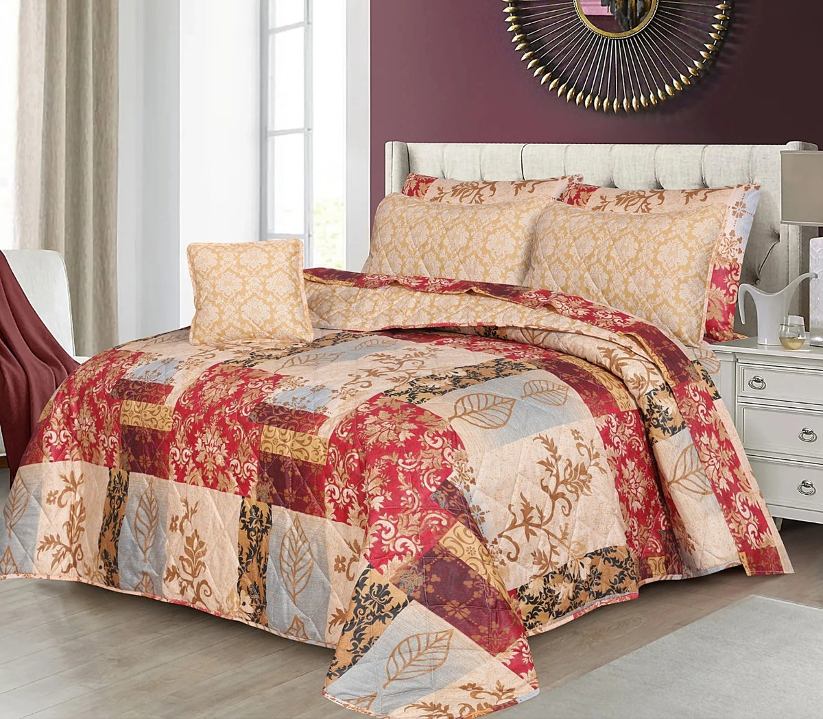 7 Pcs Quilted Comforter Set CC  216