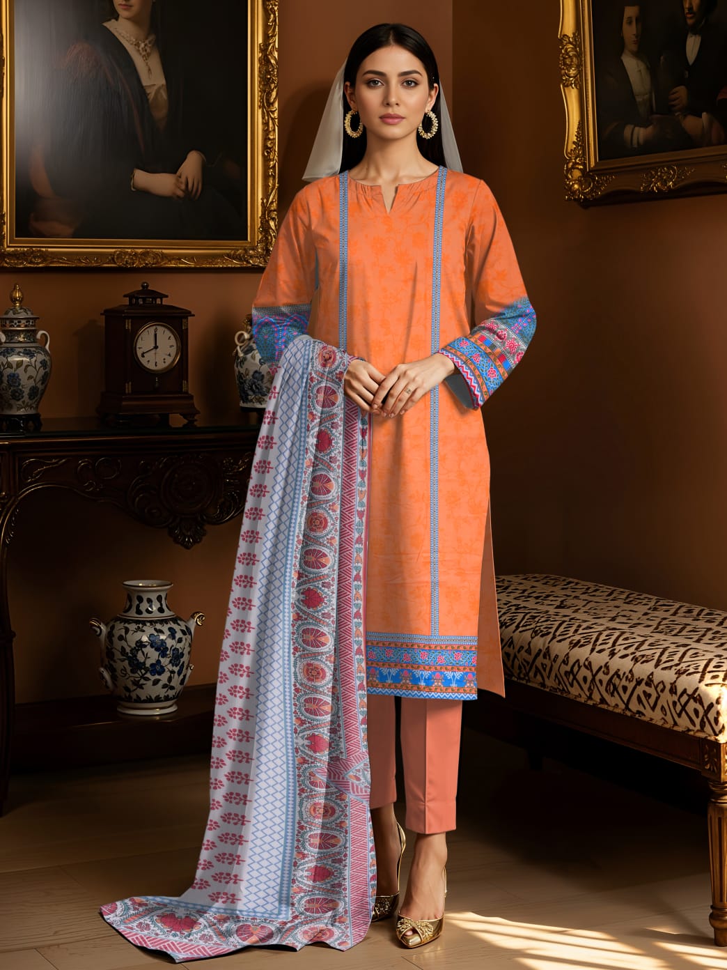 3 Pcs Lawn Unstitched Suit 543