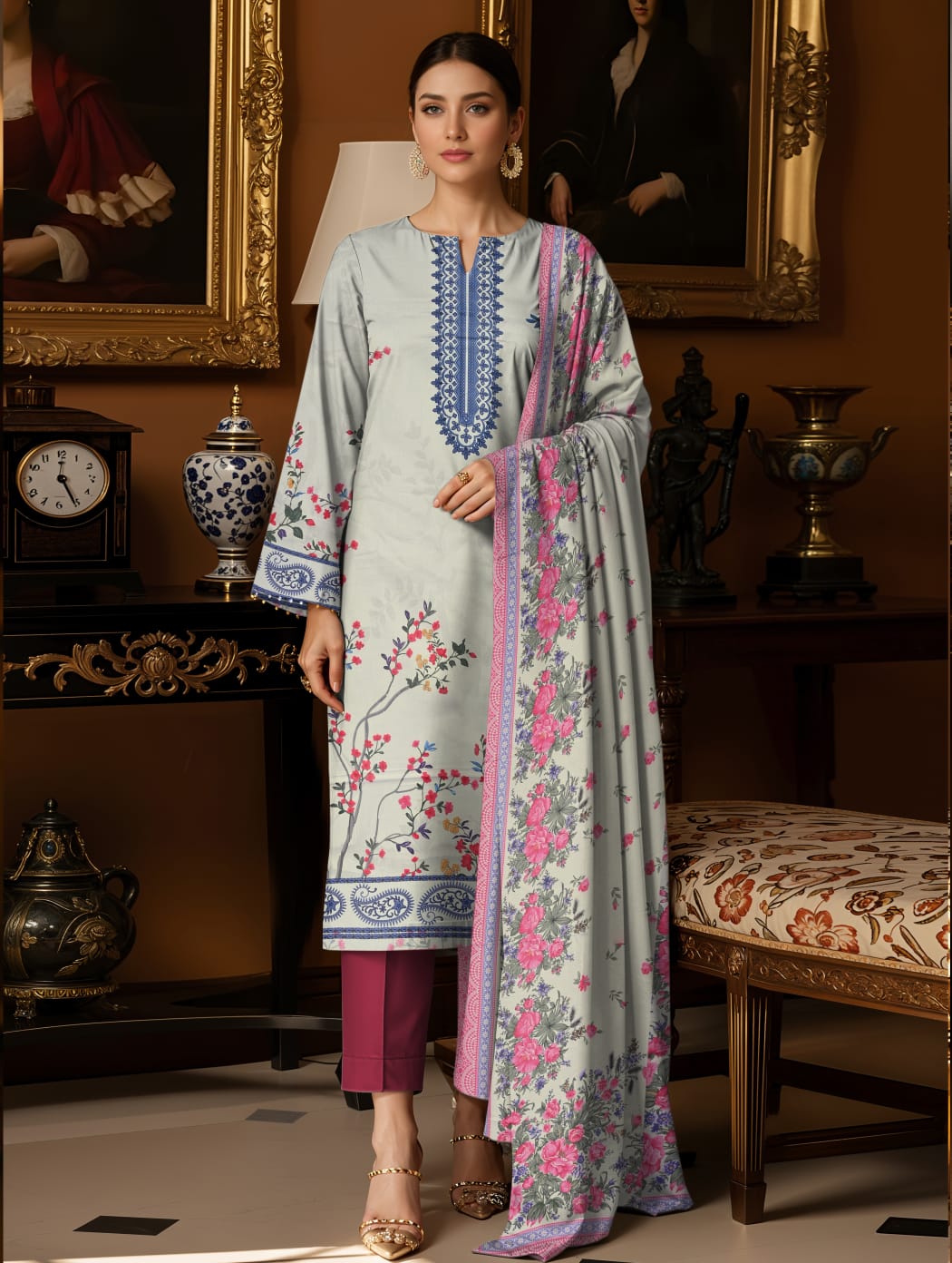 3 Pcs Lawn Unstitched Suit 549