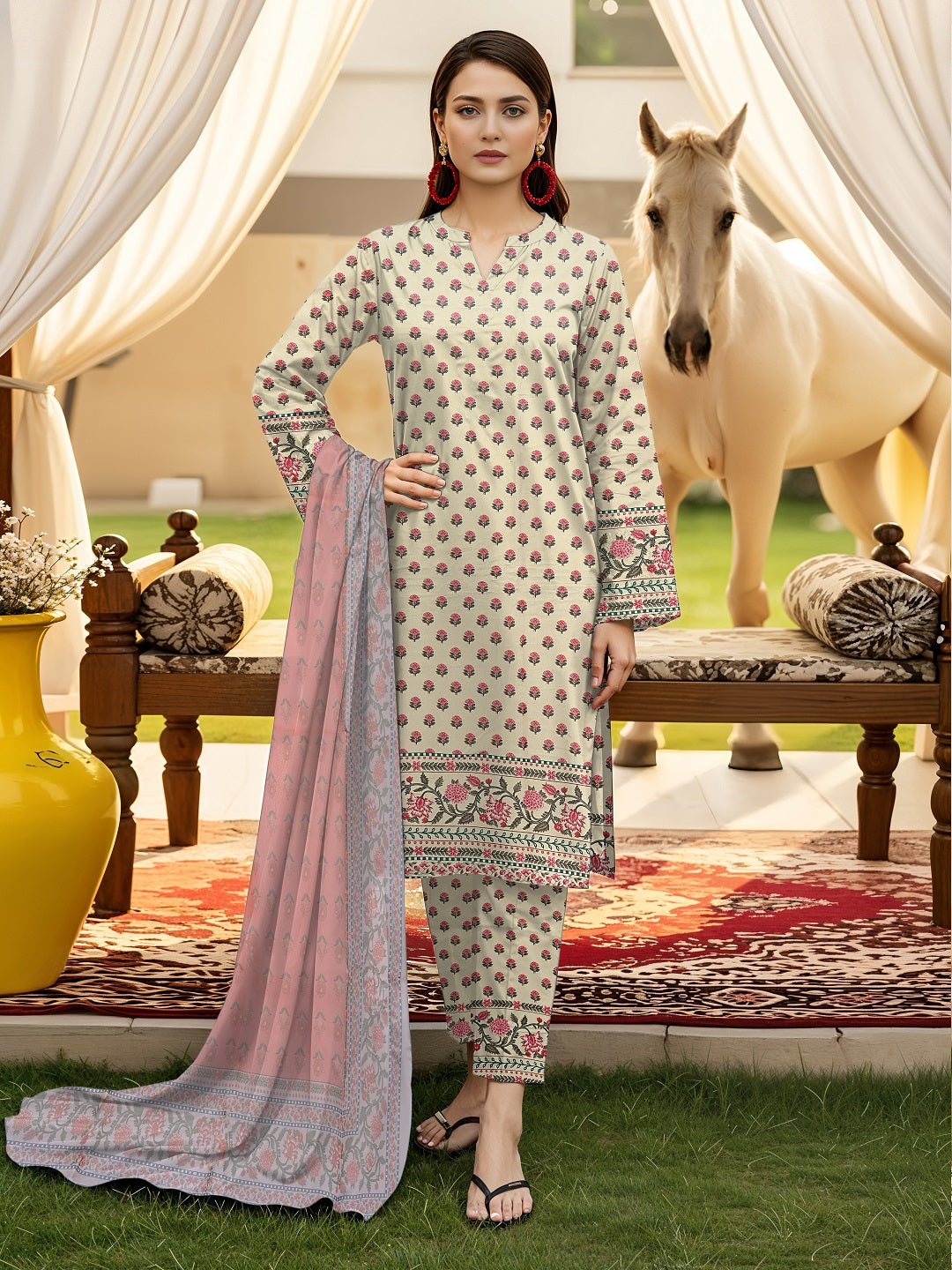 3 Pcs Lawn Unstitched Suit 504