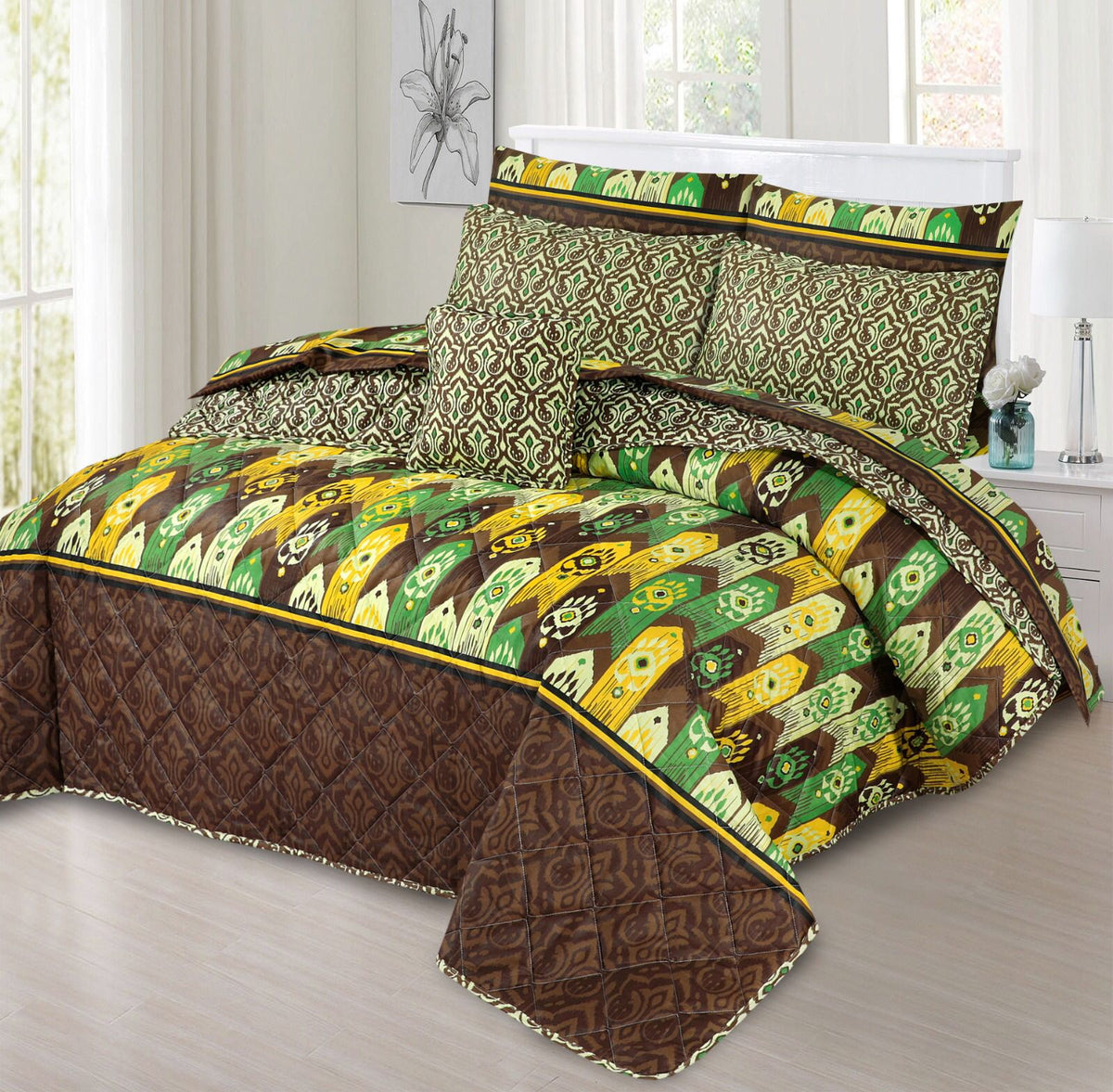 7 Pcs Quilted Comforter Set CC  215