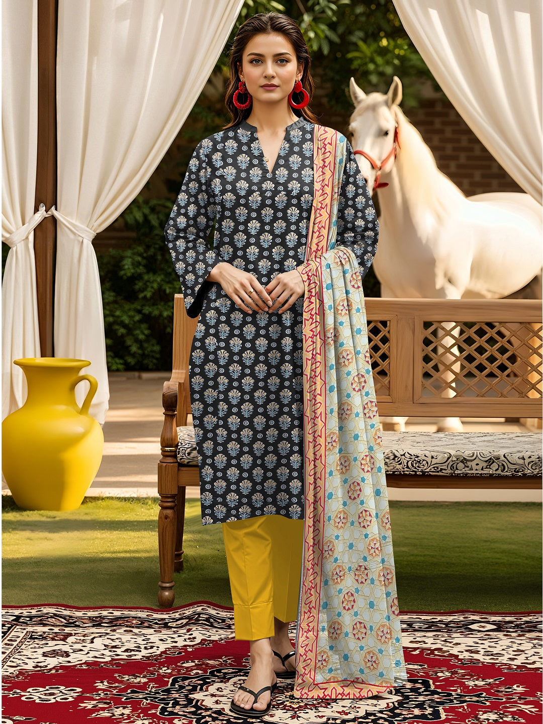 3 Pcs Lawn Unstitched Suit 508